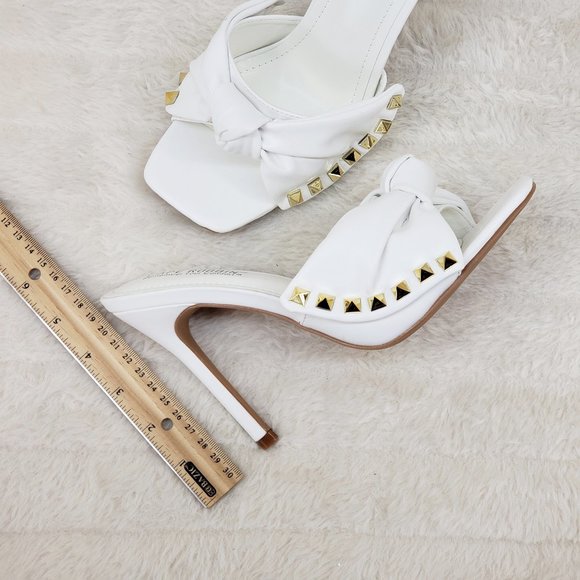 Darian Slip On White Open Toe High Heel Clogs Mules Slides - Picture 10 of 10